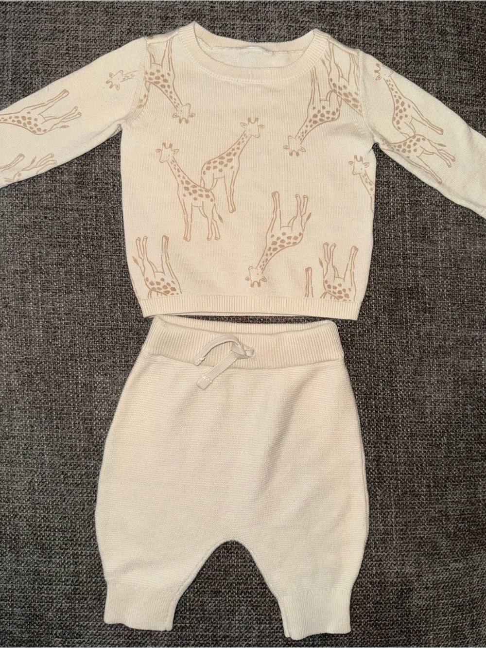 Carter's Cream Knit Giraffe Print Crewneck Matching Set